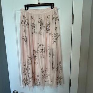 NWT Sundance Pink Beaded Mesh Overlay Maxi Skirt SzM Balletcore Barbiecore Fairy